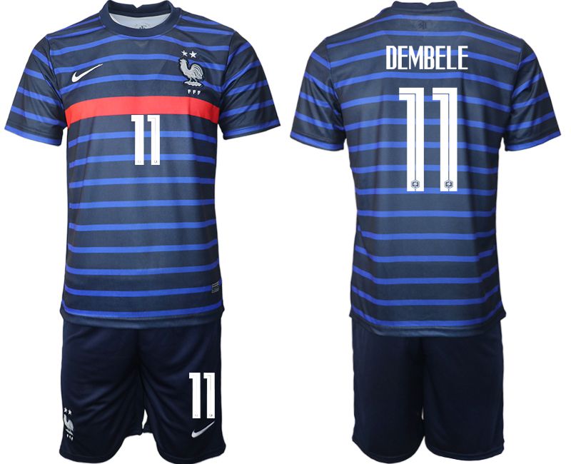 Men 2020-2021 European Cup France home blue #11 Soccer Jersey